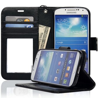 Samsung S4 Hoesje Met Pasjeshouder Bookcase Zwart