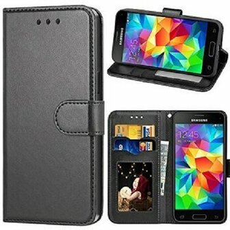 Samsung S5 Hoesje Met Pasjeshouder Bookcase Zwart